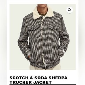 Scotch & Soda houndstooth Sherpa lined trucker jacket